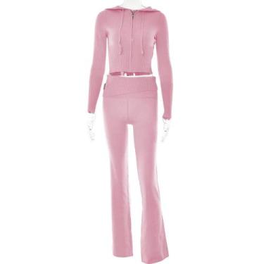 Imagem de Conjunto De Moletom Feminino Com Suéter De Manga Longa E Capuz, Calças