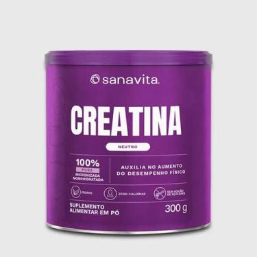 Imagem de Creatina Sanavita 300g  100 Pura Monohidratada Sem Açúcar Neutra Zero 