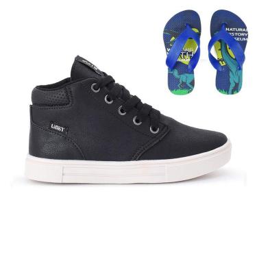 Imagem de Tenis Botinha Infantil Meninos Casual Cano Alto Confortavel + Chinelo-Masculino