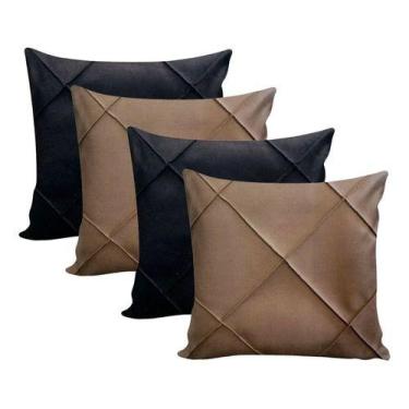 Imagem de Kit 4 Capa Almofada Sala Suede Drapeada Toque Macio 45 X45cm - NoBrand
