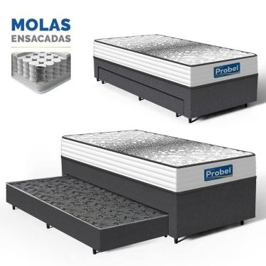 Imagem de Cama Box com Colchão de Molas Ensacadas Double Face Essence Probel + Auxiliar de Molas...