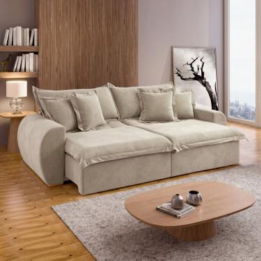 Imagem de Sofá Cama Retrátil e Reclinável 2 Lugares Pés Madeira Maciça 220Cm Imperatriz Yescasa B...