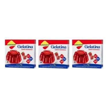 Imagem de Kit 3 Gelatina Zero Açúcar Sabor Morango 10g Lowçucar