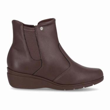 Imagem de Bota Piccadilly 117133 Beth Cano Curto Salto Médio Anabela -, Madeira,