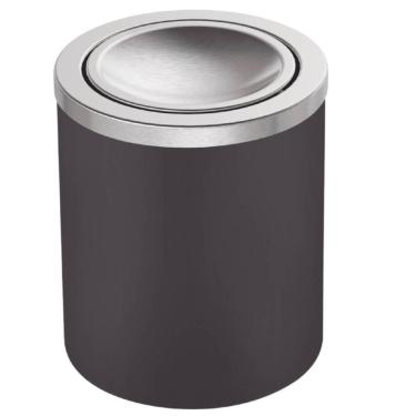 Imagem de Lixeira Preta 5L com Tampa Basculante em Aço Inox Tramontina Escritório Banheiro Cozinha