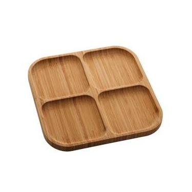 Imagem de Petisqueira de Bambu com 4 Divisórias Square 25x25x1,6cm  Casa Del Gra