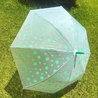 Imagem de Guarda Chuva transparente de bolinhas automático bengala - Himeb, Verd