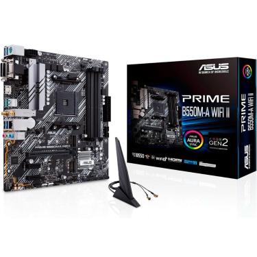 Imagem de Placa Mãe Asus PRIME B550M-A WIFI II com Wi-Fi 6 e RGB Endereçável Preto 22.1CM