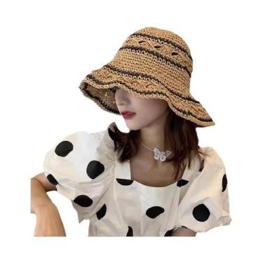 Imagem de Chapéu De Sol De Palha Feminino, Estilo Coreano, Dobrável, Para Praia,