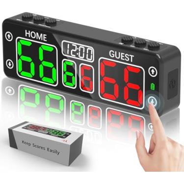 Imagem de YZ Placar Digital Atualizado com Temporizador de Contagem Regressiva, Placar Portátil de Led Magnético com Botão, Placar Alimentado por Bateria Sem Fio, Placar Eletrônico Cornhole Score Keeper para Ex