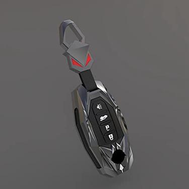 Imagem de YJADHU Porta-chaves em liga de zinco, porta-chaves, capa para porta-chaves de carro, adequado para Nissan Versa Maxima Rogue Armada Sentra Qashqai X-Trail Infiniti FX35 QX50, chave D preta