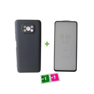 Imagem de Kit Capinha Case Aveludada com Proteção Câmera + Pelicula 3D Compatível Xiaomi Poco X3 Nfc/Pro