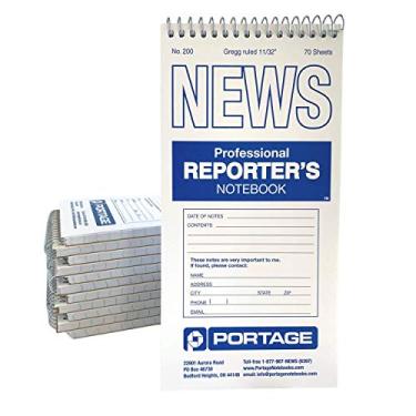 Imagem de Caderno Portage Reporters – Bloco de notas com bolso espiral encadernado, Steno, perfeito para repórteres e jornalistas fazendo anotações no campo, pautado Gregg – 10 x 20 cm, 70 folhas, pacote com 12