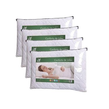 Imagem de Kit 4 Travesseiro Conforto Látex Hipoalérgico Capa Percal 180 Fios
