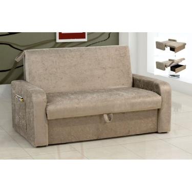Imagem de Sofá Cama Daiane 2 Lugares 1,40M Com Baú Embutido - Espuma D20 - Chenile Compose Marrom/Estampado