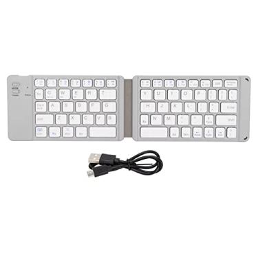 Imagem de Teclado dobrável, teclado Bluetooth portátil dobrado tamanho 2 com teclado sem fio de carregamento USB Touchpad para smartphone tablet viagem (branco)