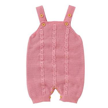 Imagem de Macaquinho de malha de algodão para bebês recém-nascidos sem mangas para meninos meninas de 6 a 9 meses roupas para bebês (rosa, 12 a 18 meses)
