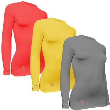 Imagem de Kit 3 Camisas Térmicas Feminino Stigli Pro Proteção Solar Fpu 50 Manga