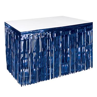 Imagem de Beistle Saia de mesa com franjas de plástico metálico de 1 camada, boias de desfile, festa de carnaval, decorações de aniversário, celebração de chá de bebê, recepção de casamento, 76 cm x 35 cm,