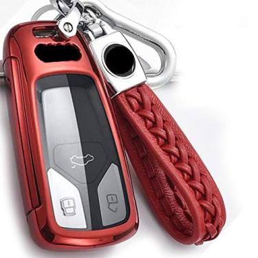Imagem de CSHU Porta-chaves do carro capa porta-chaves porta-chaves, adequado para Audi A4L A4 B9 Q5 Q7 TT TTS TFSI A5 S5 8S 2016 2017 2019, B, vermelho, porta-chaves