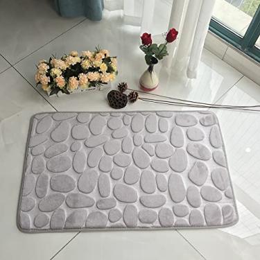 Imagem de SHENGANG Tapete de Banheiro Tapete de Banho Absorvente Tapetes de Pebble Antiderrapante Espuma de Memória Tapete Lavável Tapete de Chuveiro Tapete de Chuveiro, 2,50x80cm