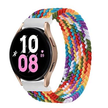 Imagem de 20mm pulseira de Nylon Ajustáveis Compatível com Samsung Galaxy Watch 4 40mm 44mm/4 Classic 42mm 46mm/3 41mm/Active 2/Gear S2,Bandas elástica Compatíveis com Huawei Watch 2/2 Pro,Arco-íRis