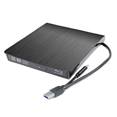 Imagem de Disco de gravador de Blu-ray externo USB 3.0 tipo C 2 em 1, para Windows 10 7 8 Vista Pro Home Mac OS, laptop e desktop, portátil pop-up 6X 3D BD-R RE DL TL QL 8X DVD+-RW gravador
