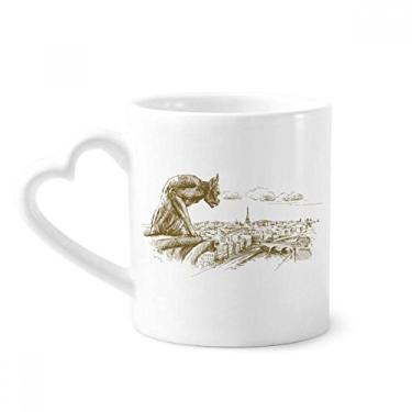 Imagem de Monster Landmark Sketch Landscape Caneca de café cerâmica copo de coração de vidro