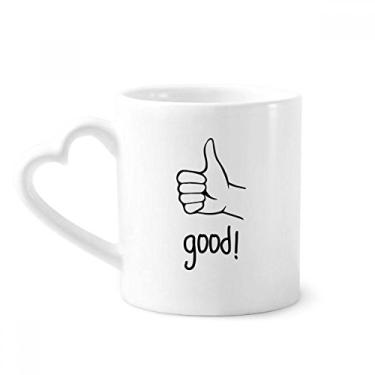 Imagem de Caneca de gesto personalizada de polegar preto café cerâmica copo de coração de vidro