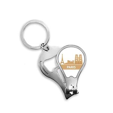Imagem de Cortador de unhas Paris French Yellow Landmark Pattern abridor de chaveiro tesoura