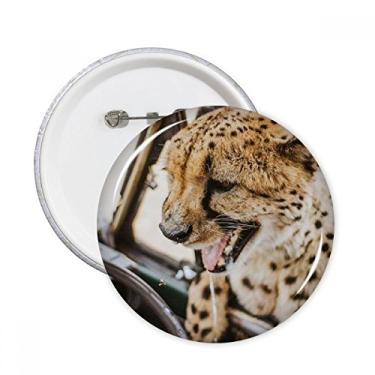 Imagem de Emblema de organismo terrestre animais selvagens leopardo redondo broche de botão decoração acessório 5 peças