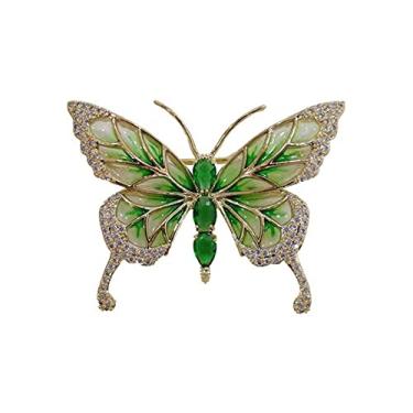 Imagem de KIZQYN Broche feminino elegante e luxuoso broche de borboleta verde requintado pino de zircônia para mulheres acessório de fantasia
