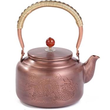 Imagem de REJOON Percolator Pote de Café 1,3L Bule de Cobre Chaleira de Ebulição Manual Panela de Café Fogão Elétrico de Grande Capacidade Bule de Chá Vermelho Cobre Conjunto de Chá