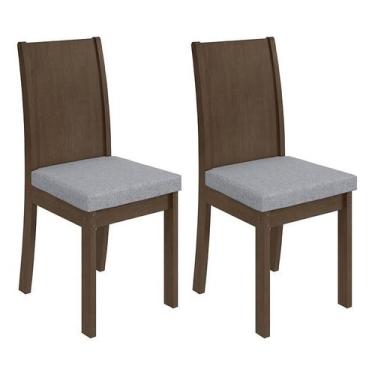 Imagem de Conjunto 2 Cadeiras Athenas Imbuia/Linho Cinza Claro - Móveis Lopas