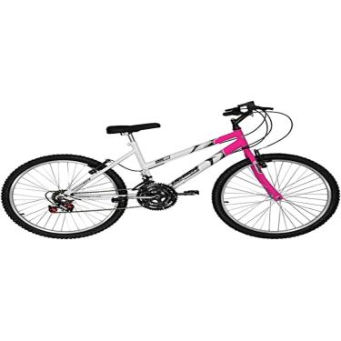 Imagem de Bicicleta de Passeio Ultra Bikes Esporte Bicolor Aro 24 Reforçada Freio V-Brake – 18 Marchas Branco/Rosa Feminina