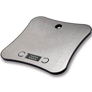 Imagem de balança digital de alimentos, balança de cozinha, alimentos domésticos à prova d'água, balança de aço inoxidável para assar, gancho compacto fácil de armazenar balança de cozinha com display LCD