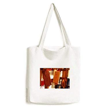 Imagem de Bolsa de lona com tema de bênção estilo chinês, bolsa de compras, bolsa casual