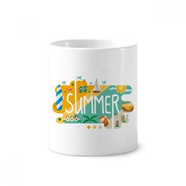 Imagem de Suporte de caneta com ilustração de estação de verão para escova de dentes, caneca, suporte de cerâmica, copo lápis