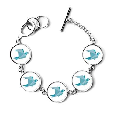 Imagem de DIYthinker Pulseira com padrão de pombo abstrato de origami verde pingente joia