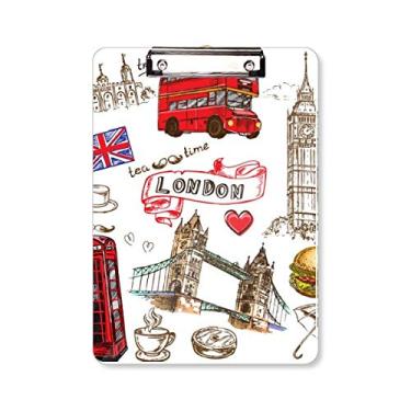 Imagem de Heart Tower Bus Car UK Hambúrguer, pasta de prancheta, placa de apoio A4