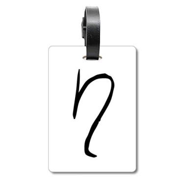 Imagem de Alfabeto grego Eta silhueta preta bolsa etiqueta bagagem cartão pendurado Scutcheon etiqueta
