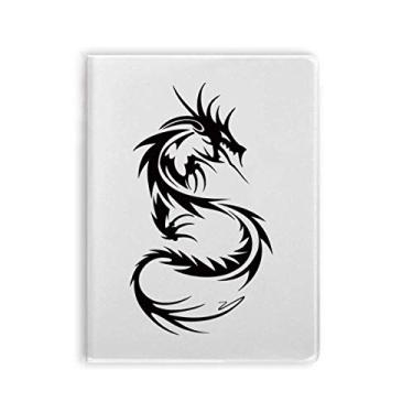 Imagem de Caderno com silhueta de flor de dragão e arte em grão Diário capa macia Diário