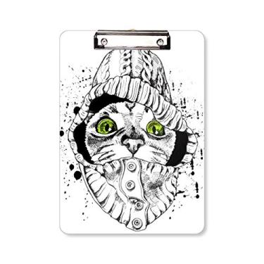 Imagem de Suéter branco cabeça de gato protege animal amante de animais de estimação, pasta, bloco de anotação, placa de apoio A4