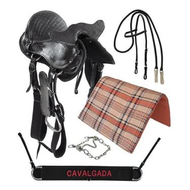 Imagem de Sela Australiana Com Cabeça Tradicional Preta Completa 16 Polegadas + Acessorios