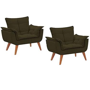 Imagem de Kit 2 Poltrona Decorativa Perola Quarto, Sala, Recepção, Área Gourmet Marrom Escuro