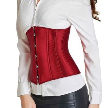 Imagem de Corset Corselet Cinta Modeladora Redutora Delineadora Underbust Acetinado Vermelho Escuro M629
