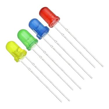 Imagem de Kit com 40 LEDs Diversos 5mm Difusos - 4 CORES (Amarelo, Azul, Verde e Vermelho) Para Artesanato, Maquete, Projetos de Eletrônica, Robótica Arduino