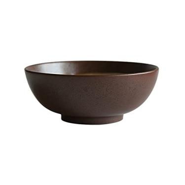 Imagem de GUIPAIHAI Tigela de cerâmica para macarrão de 20 cm com design listrado, tigela de sopa grande, restaurante, louça retrô doméstica (cor: B)