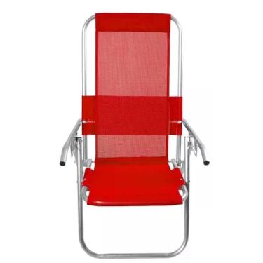 Imagem de Cadeira De Praia Alumínio Reclinável Reforçada 150kg-vermelho