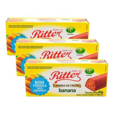 Imagem de Kit 2 Barra De Fruta Ritter Banana Com Chocolate Caixa Com 3 Unidades
